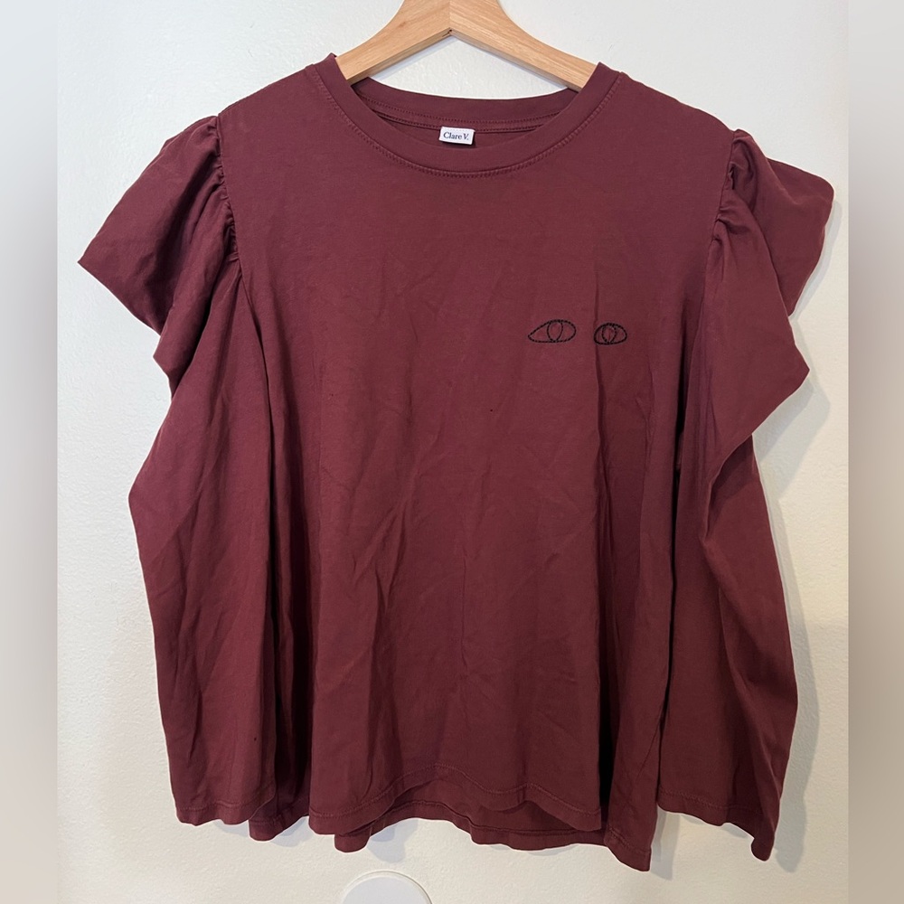 Burgundy Clare V t-shirt with embroidery eye size M - Picture 2 of 6